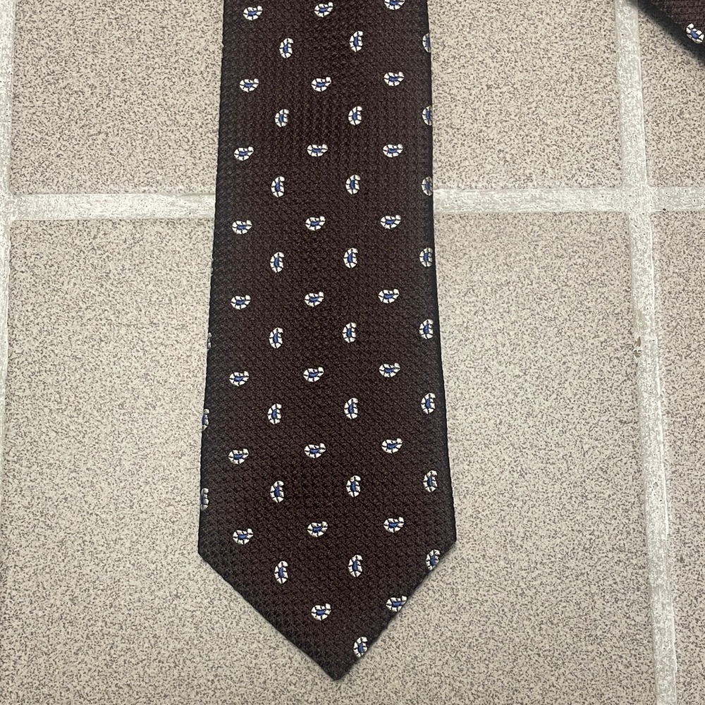 SUITSUPPLY Dark Brown Paisley Silk Tie